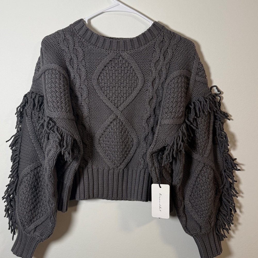$125 NWT Line & Dot Textured Knit Sweater in Taupe XS - Picture 3 of 3